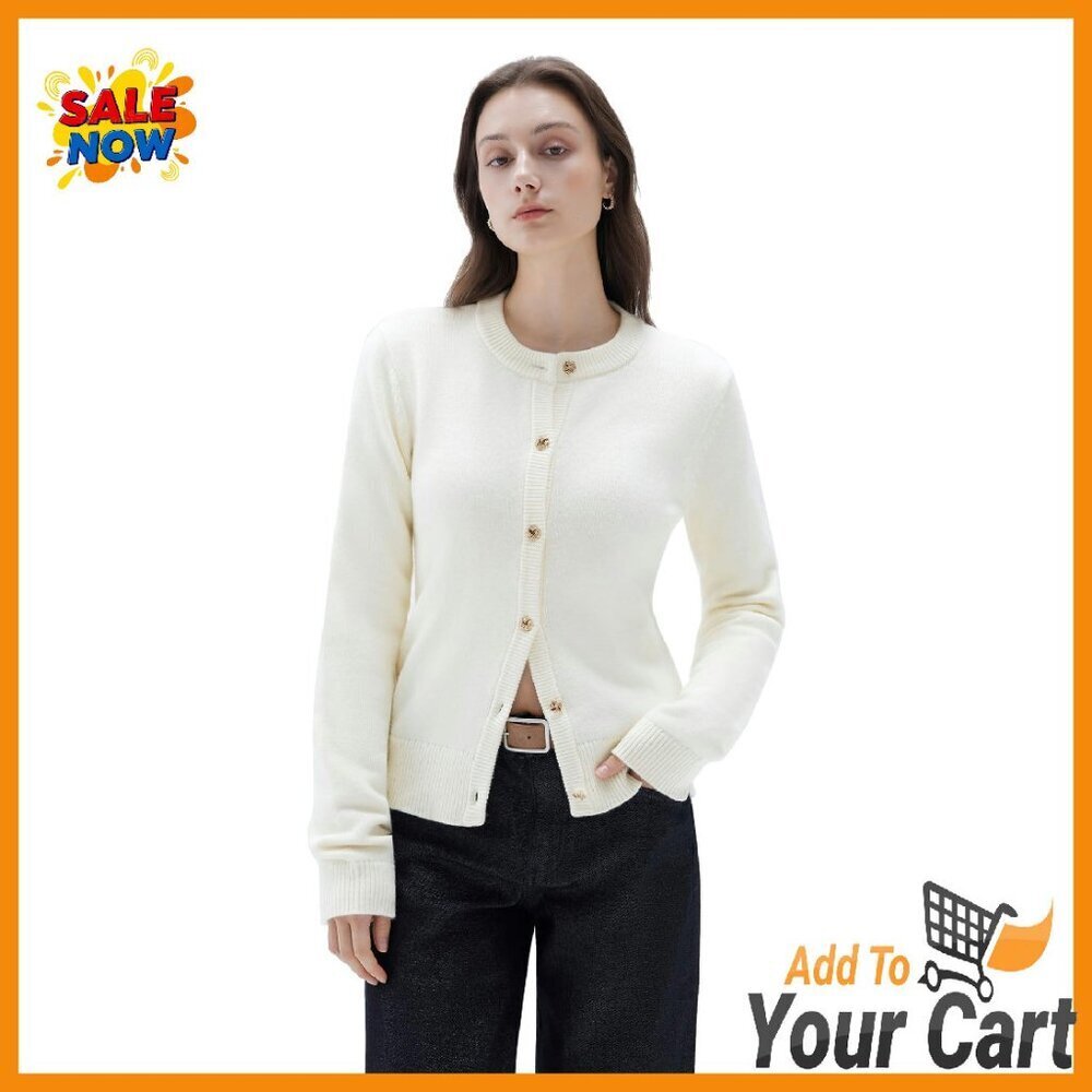 Chunky Cashmere Cardigan Women's Sweater Button Up Long Sleeve Knit - Picture 1 of 8